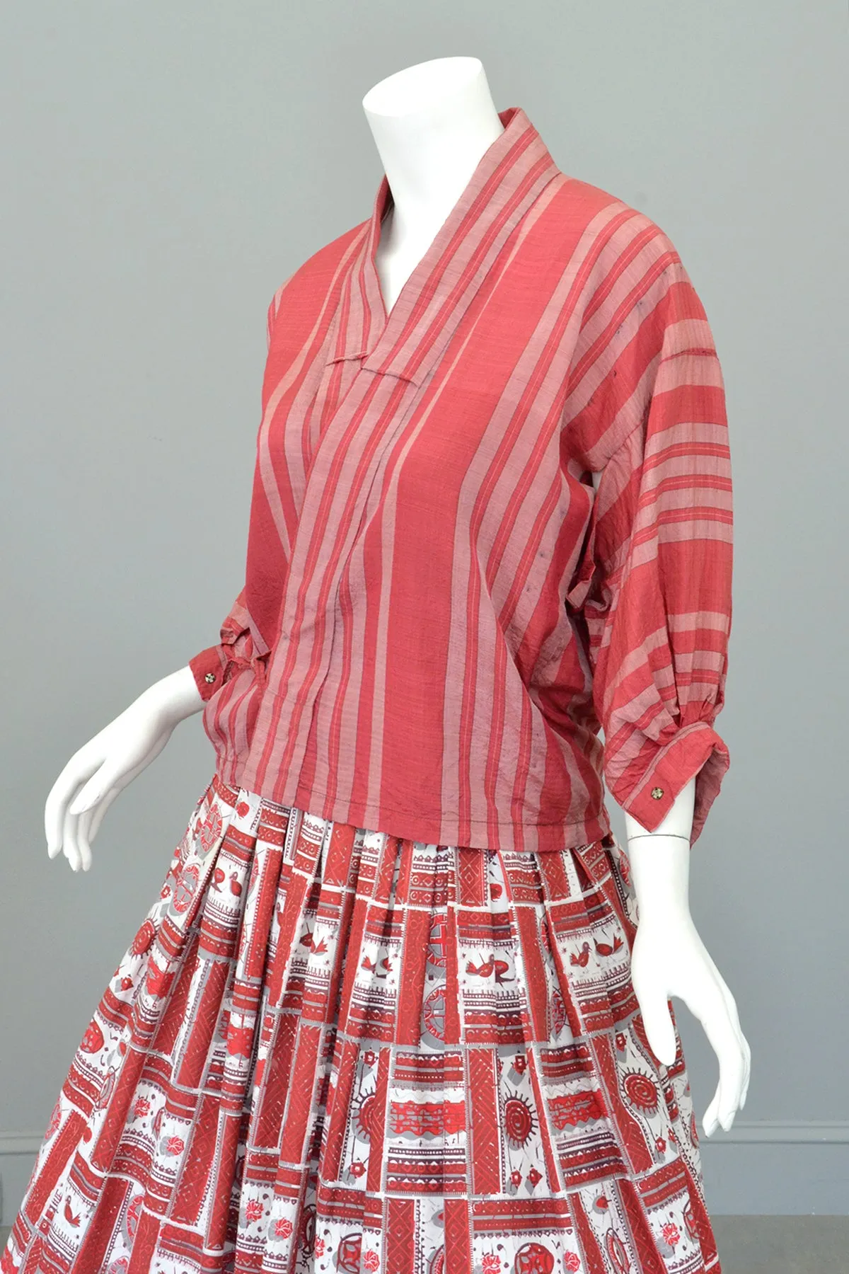 1930s 40s Wrap Front Balloon Sleeve Kimono Jacket