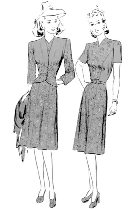 1943 Butterick 1930 WWII Dress and Jacket Vintage Sewing Pattern