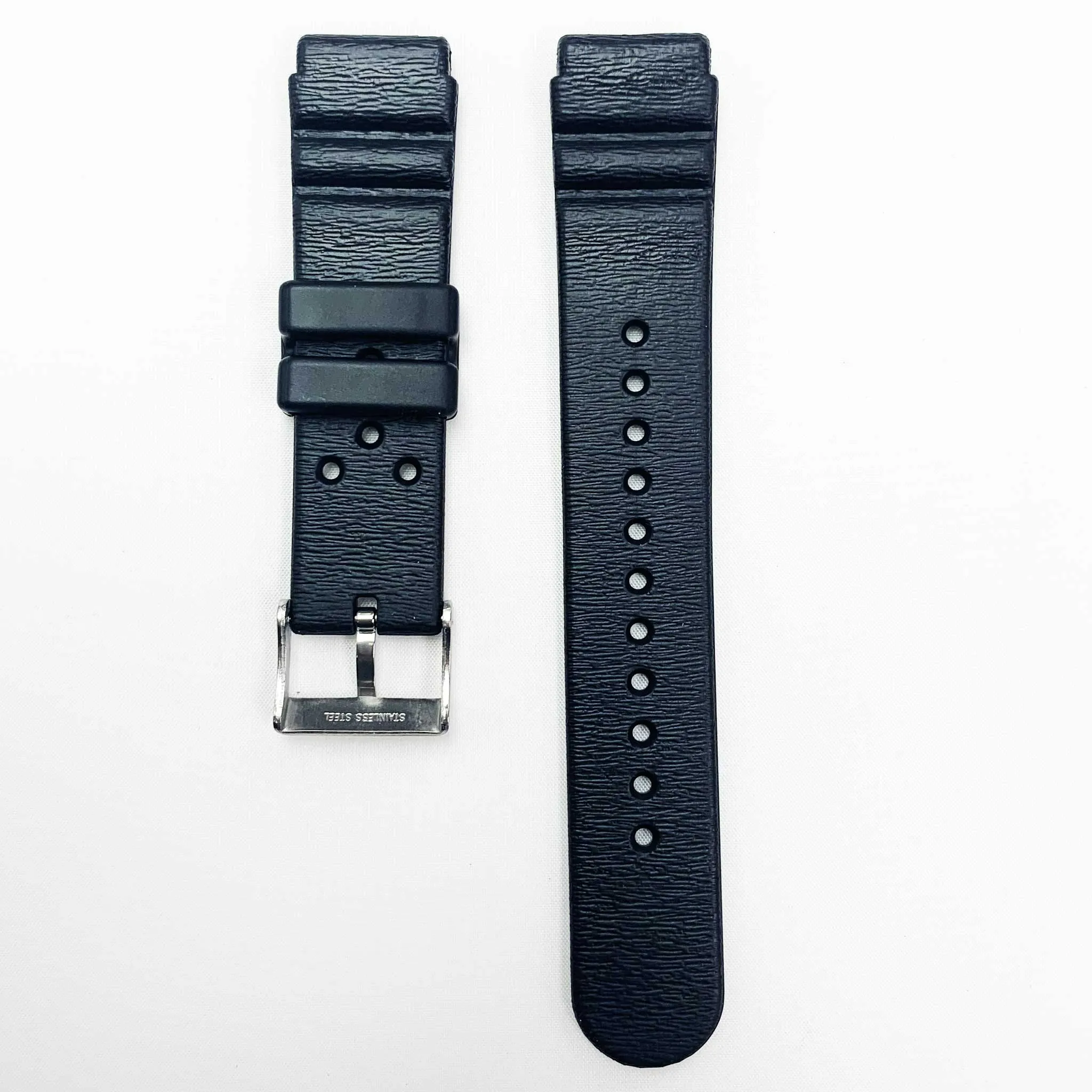 20MM PVC Plastic Watch Band Black Thin Sporty for Casio Timex Seiko Citizen Iron Man Watches