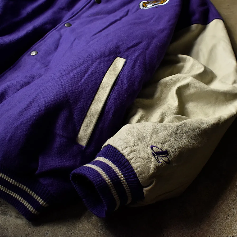 90's Logo Athletic “LSU Tigers” レザー切り替え アワードジャケット 231201H