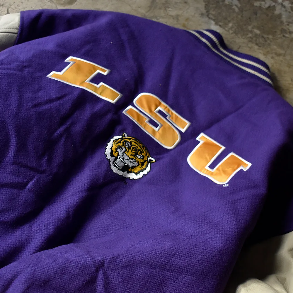 90's Logo Athletic “LSU Tigers” レザー切り替え アワードジャケット 231201H