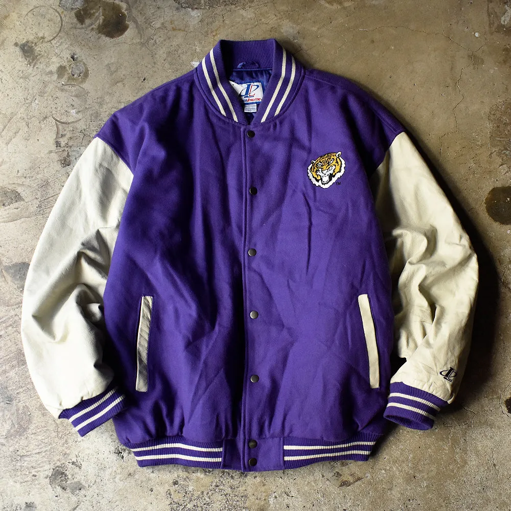 90's Logo Athletic “LSU Tigers” レザー切り替え アワードジャケット 231201H