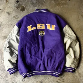 90's Logo Athletic “LSU Tigers” レザー切り替え アワードジャケット 231201H