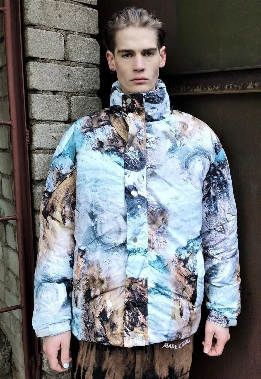 Abstract mountain bombe goose feather north puffer jacket