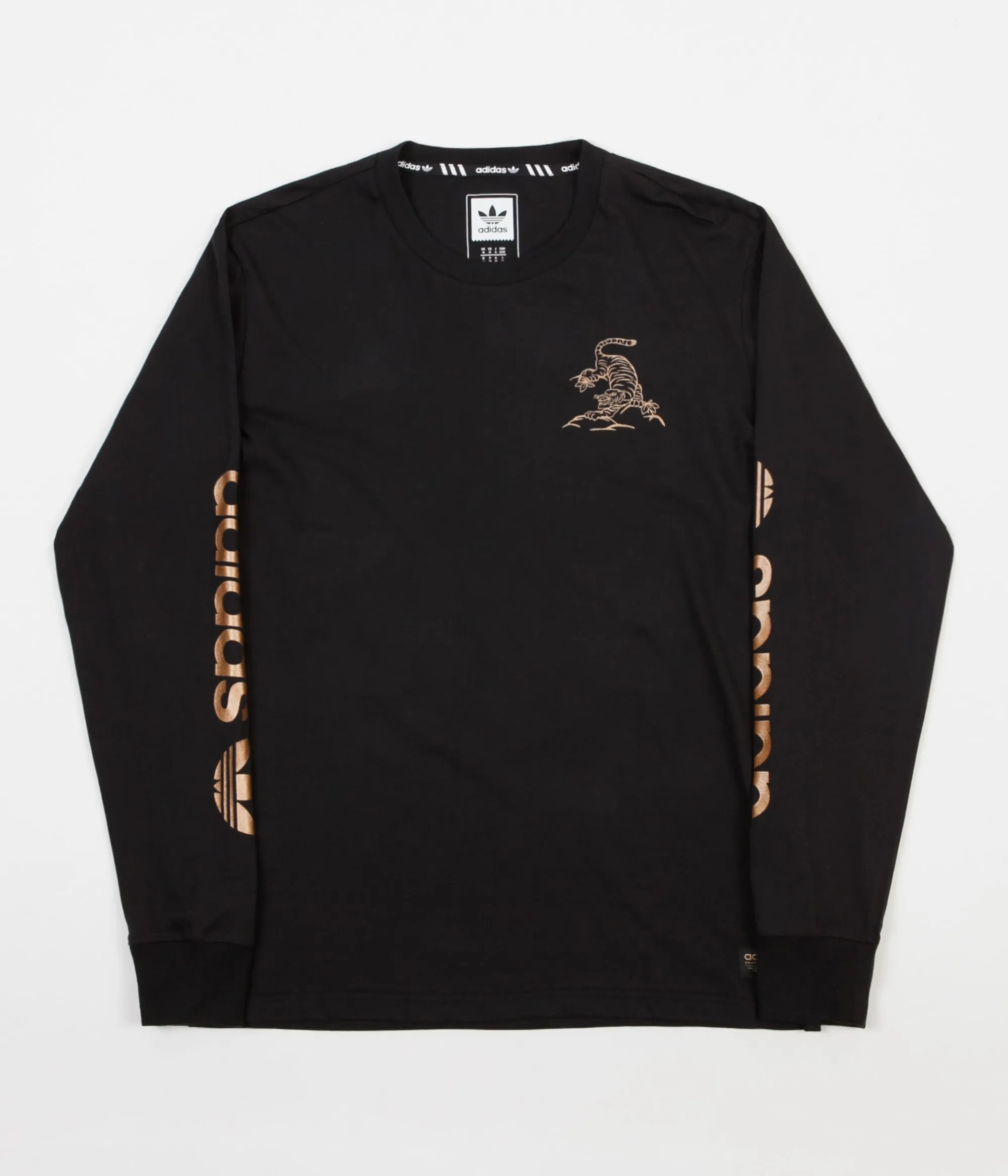 Adidas Eastern Long Sleeve T-Shirt - Black / Tactile Gold Metallic