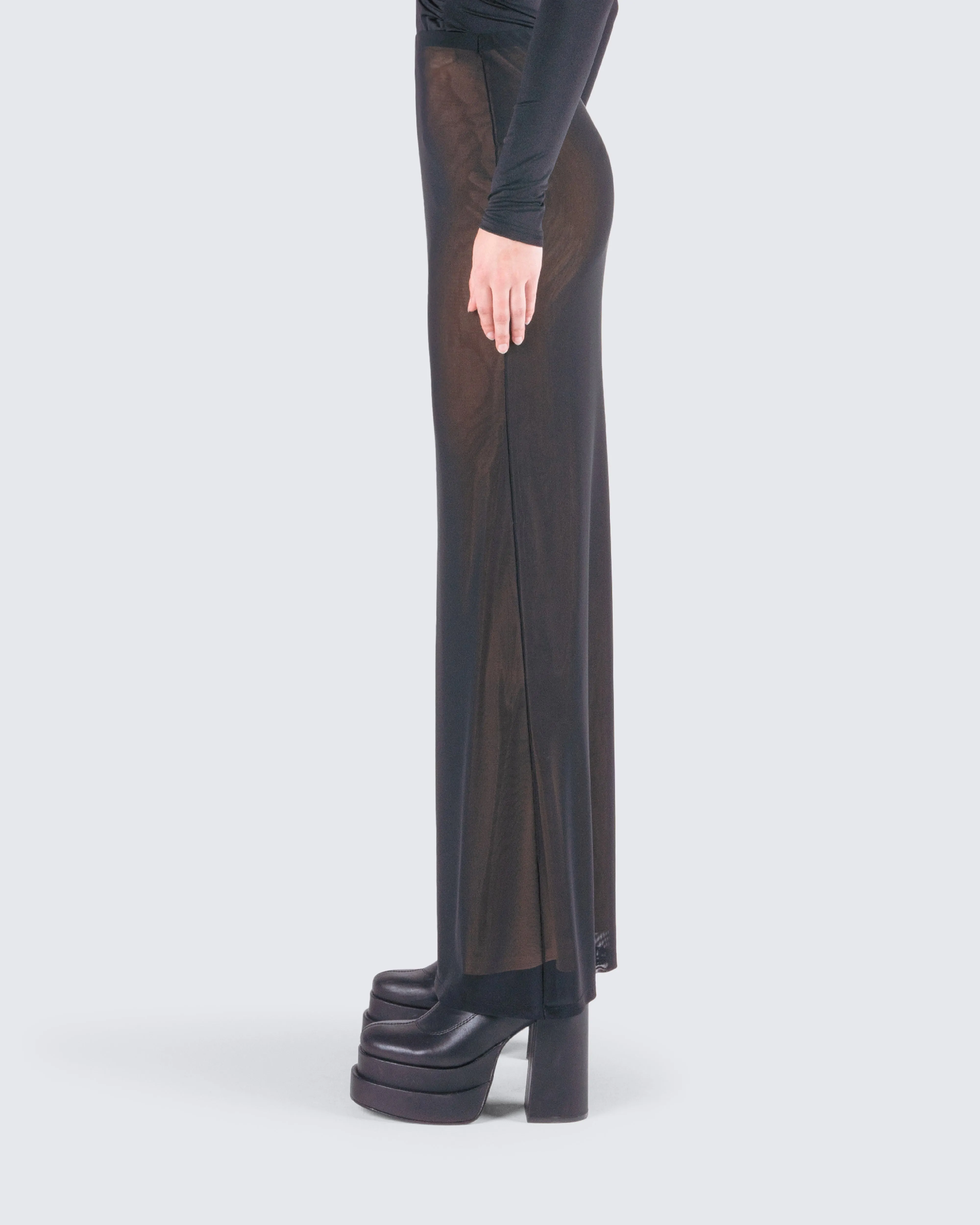 Aela Black Mesh Maxi Skirt