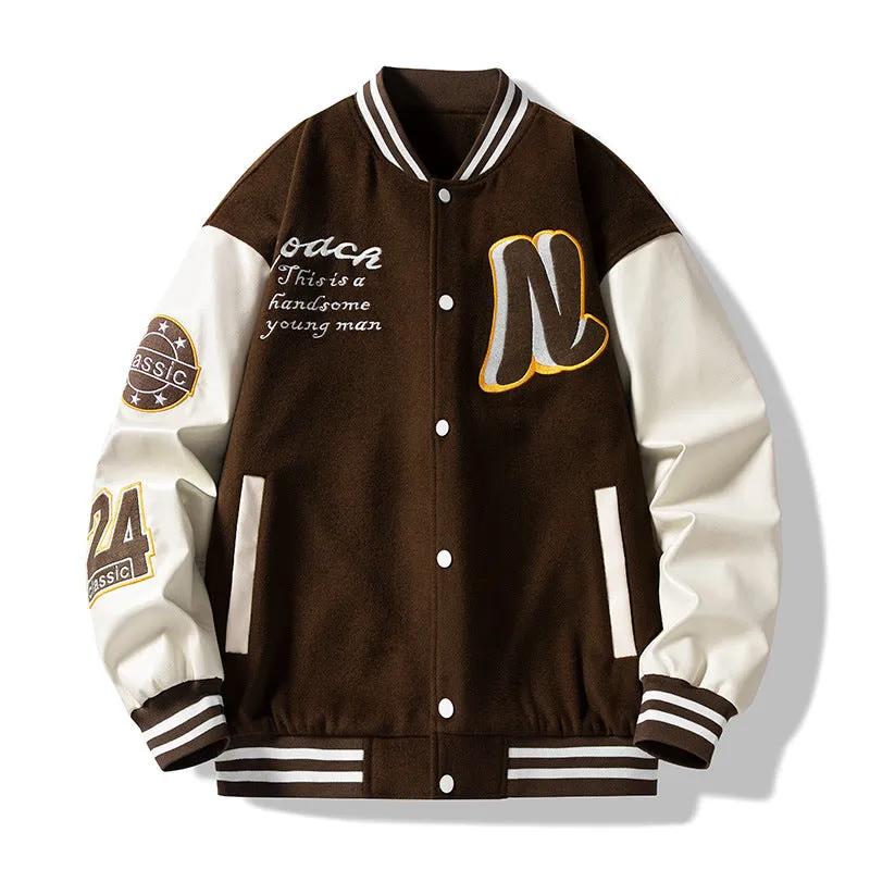 Alaska Varsity Jacket Spring Baseball Jacket Men's Retro Jacket Loose Top