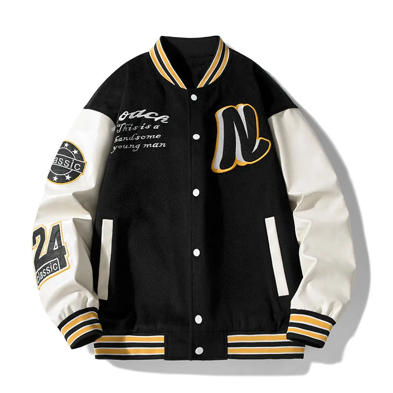 Alaska Varsity Jacket Spring Baseball Jacket Men's Retro Jacket Loose Top