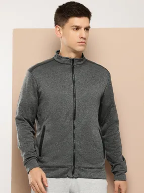 Alcis Men Charcoal Grey Solid Sporty Jacket