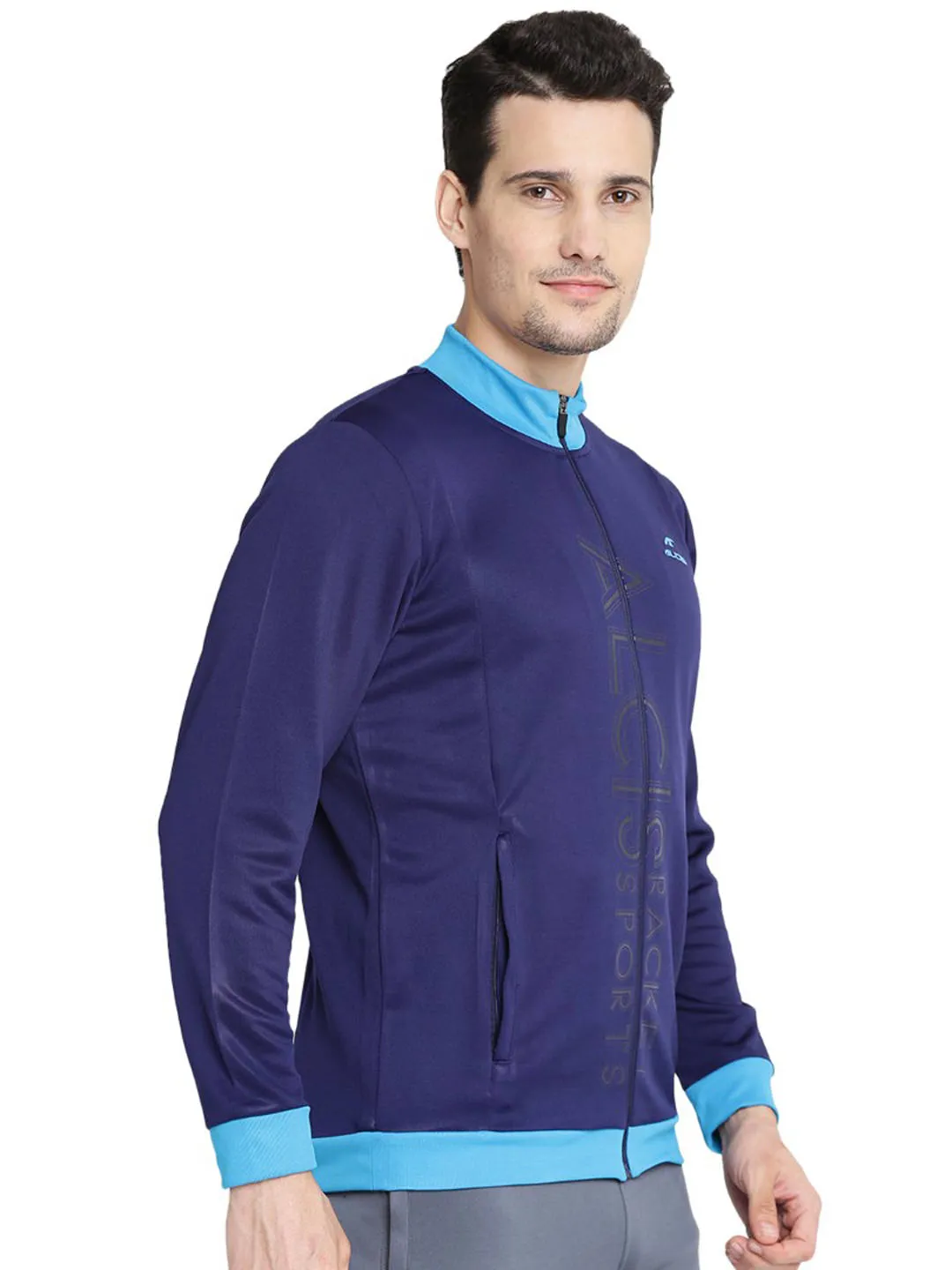 Alcis Men Navy Blue Solid Sporty Jacket 509MJK372