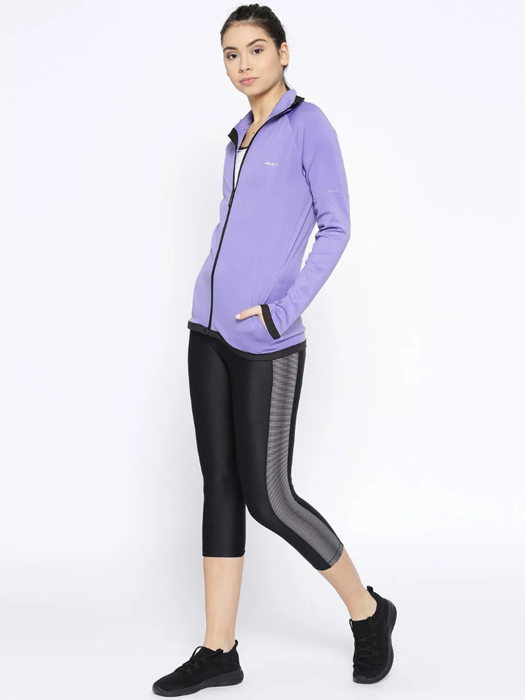 Alcis Women Lavender Solid Sporty Jacket