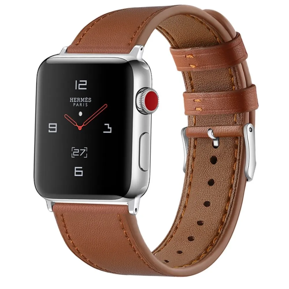 Apple Watch (45mm) top layer cowhide genuine leather watch strap - Brown