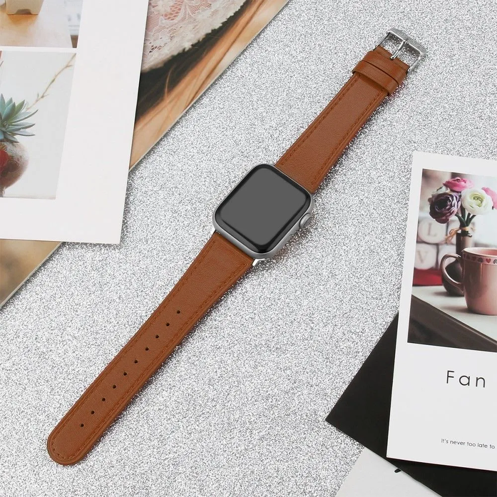 Apple Watch (45mm) top layer cowhide genuine leather watch strap - Brown