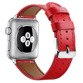 Apple Watch (45mm) top layer cowhide genuine leather watch strap - Red