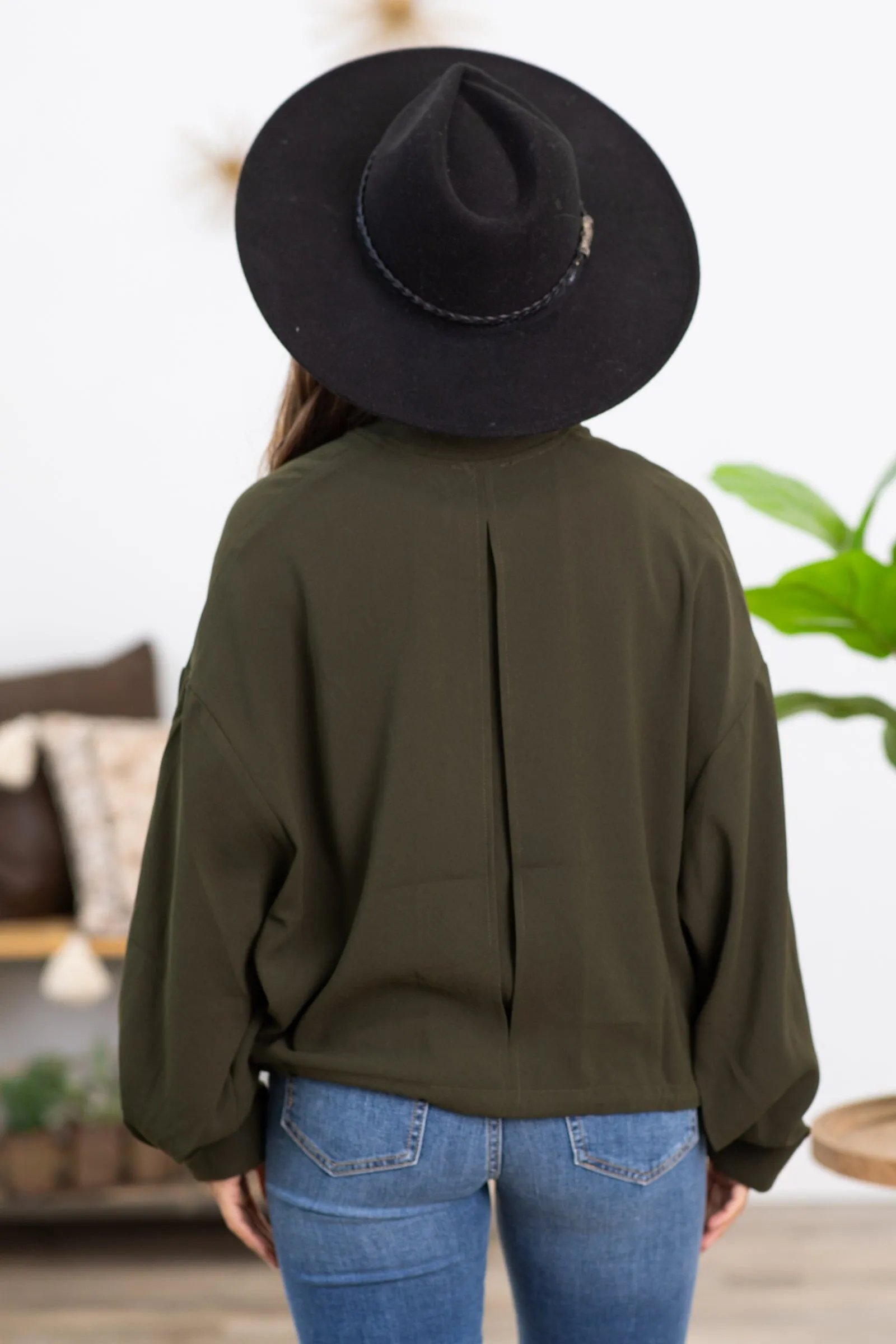 Army Green Adjustable Drawstring Waist Jacket