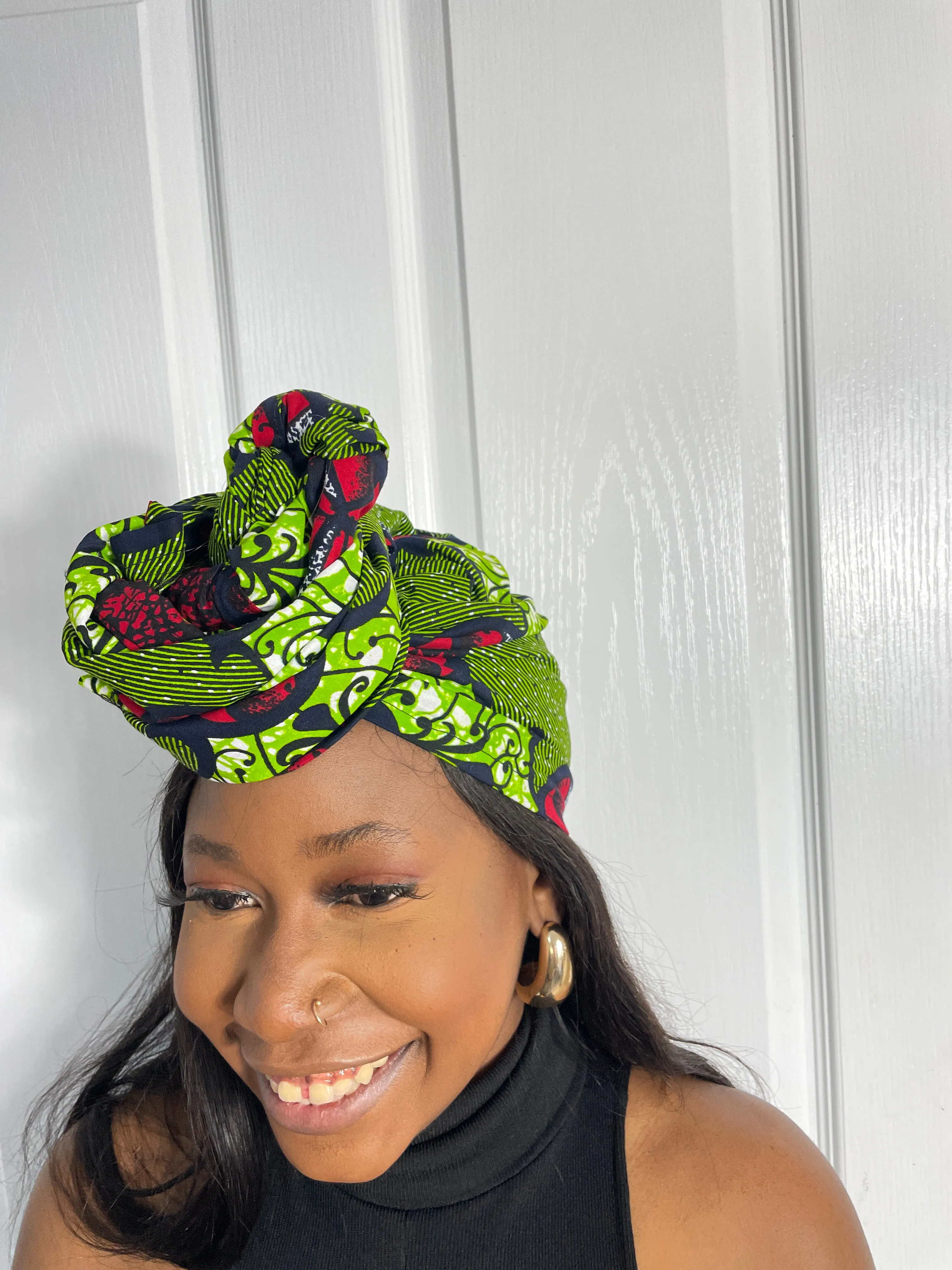 Audrey Green and Red Ankara Headwrap/Scarf