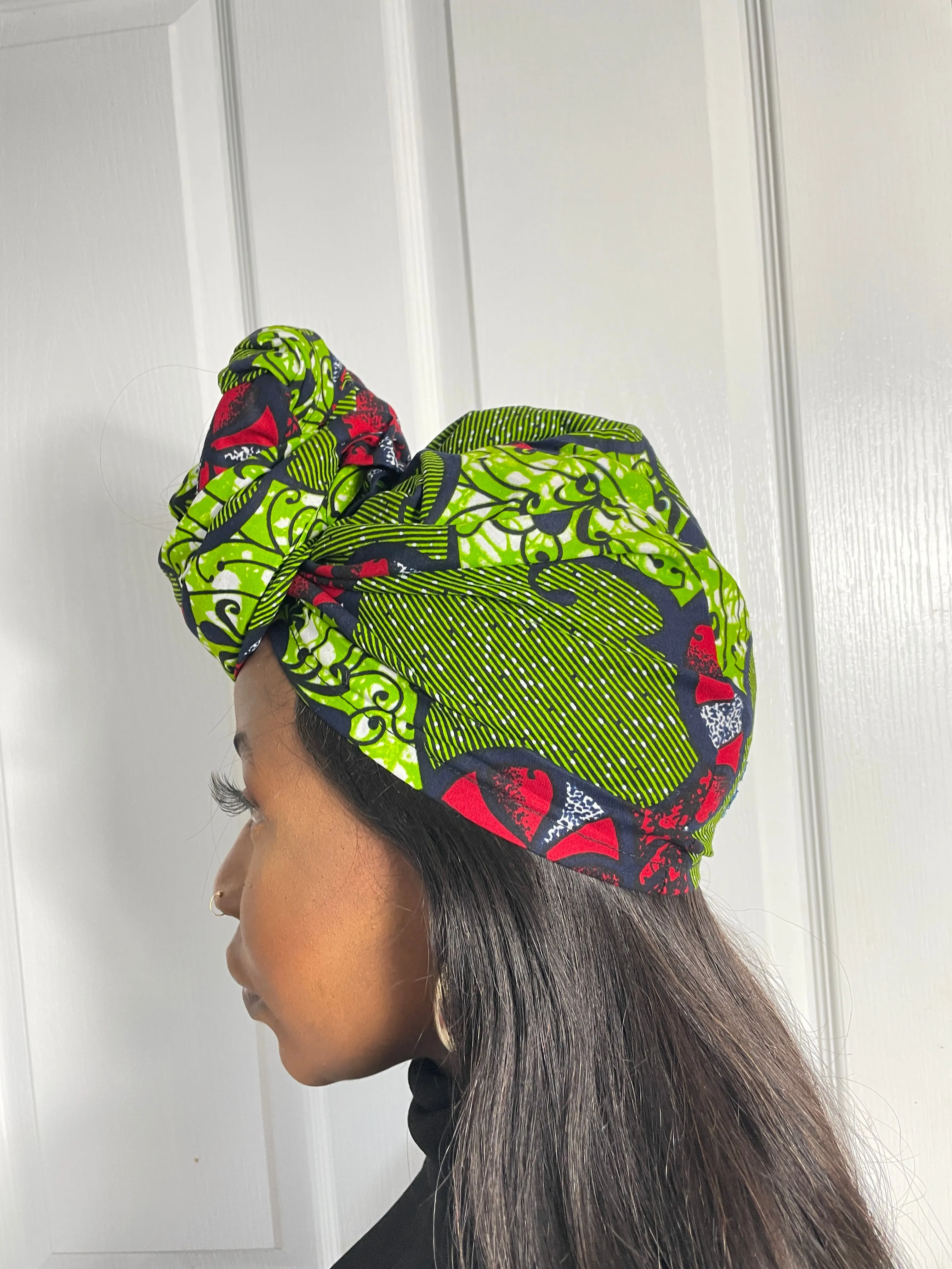 Audrey Green and Red Ankara Headwrap/Scarf