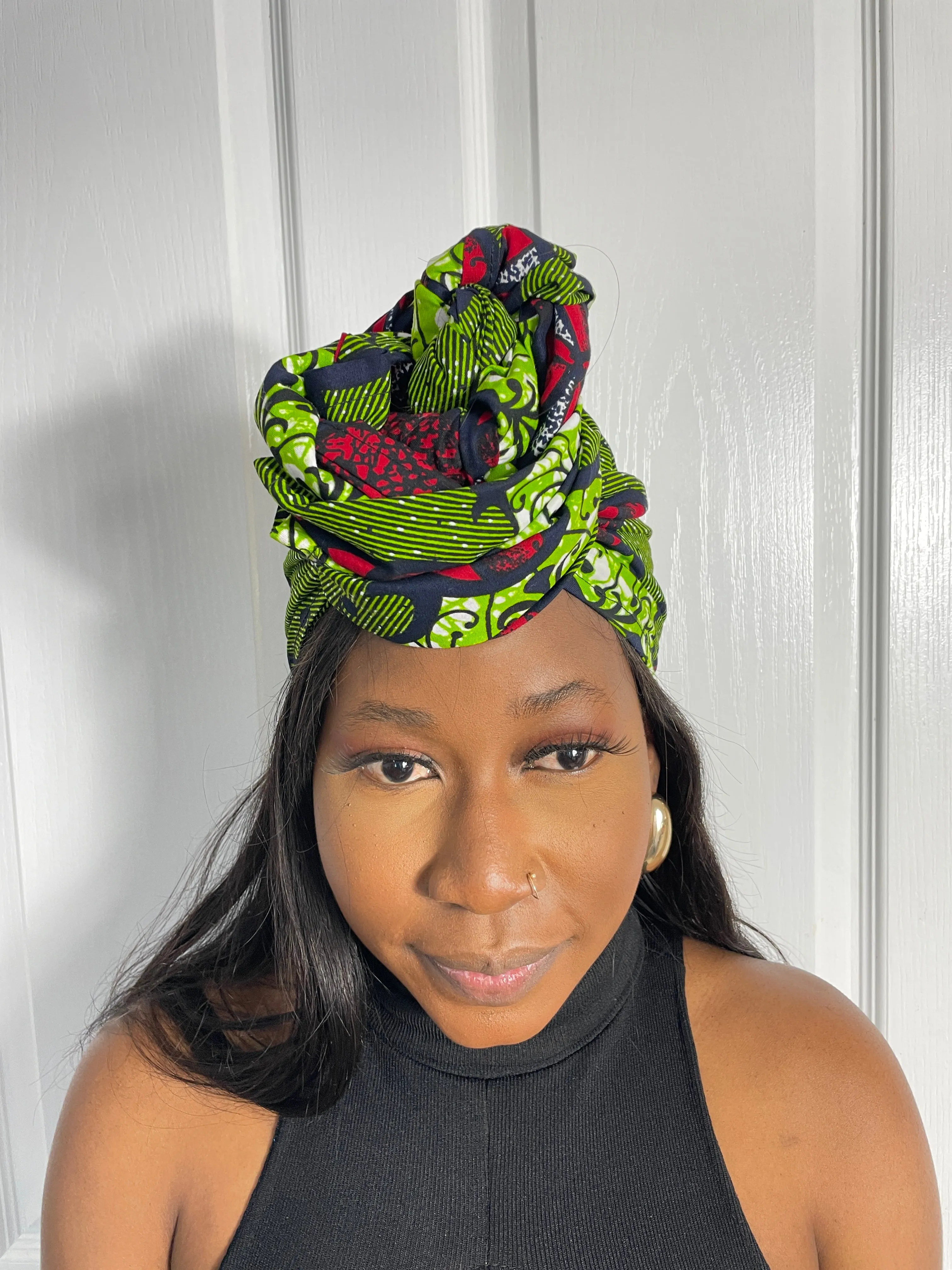 Audrey Green and Red Ankara Headwrap/Scarf