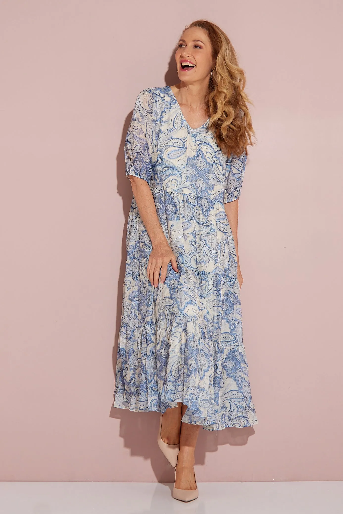 Azura Dress - Blue Paisley