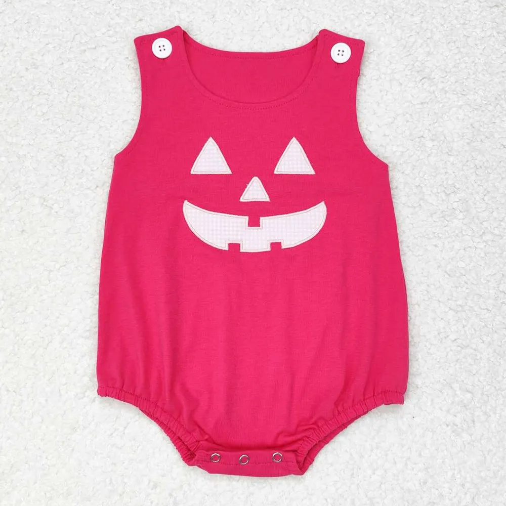 Baby Infant Girls Rompers Pink Halloween Ghost Pumpkin Sleeveless Rompers SR1925