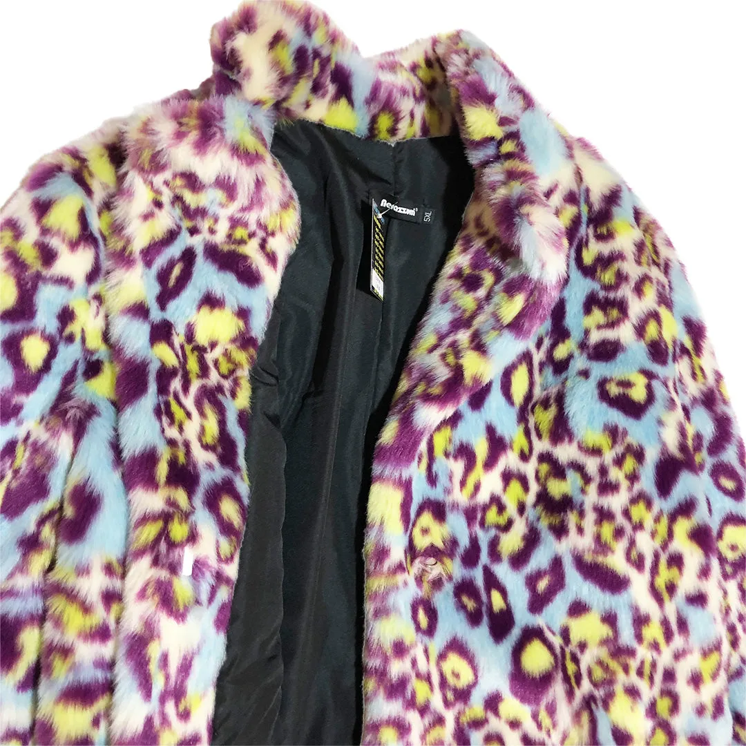 BACK IN STOCK! Rainbow Leopard Faux Fur Coat