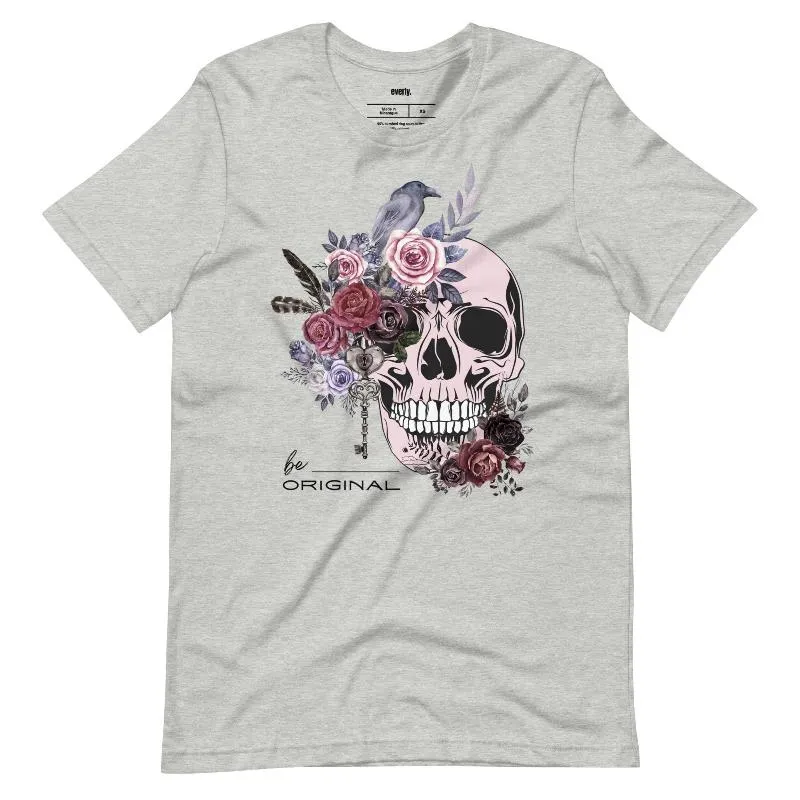 Be Original Floral Skull Graphic Tee