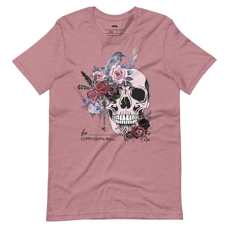 Be Original Floral Skull Graphic Tee