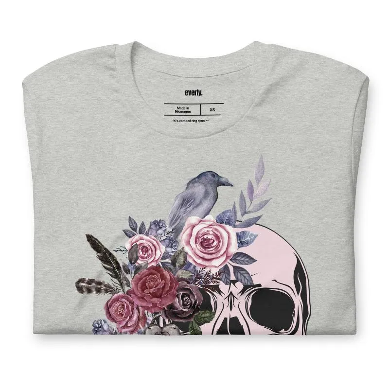 Be Original Floral Skull Graphic Tee