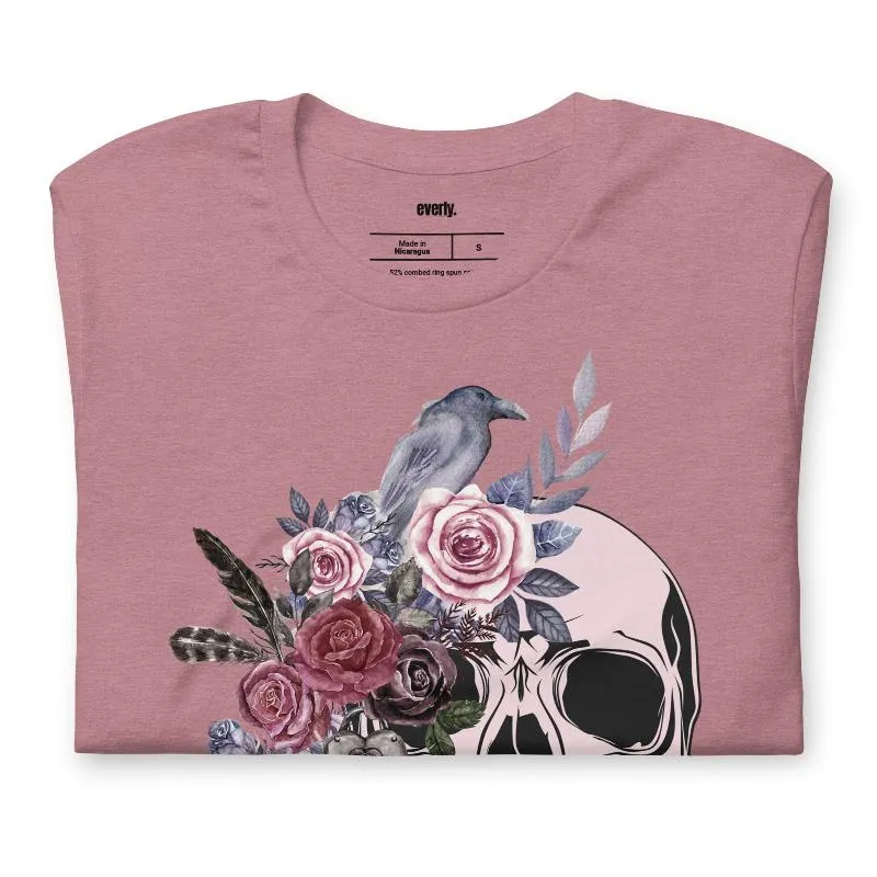 Be Original Floral Skull Graphic Tee