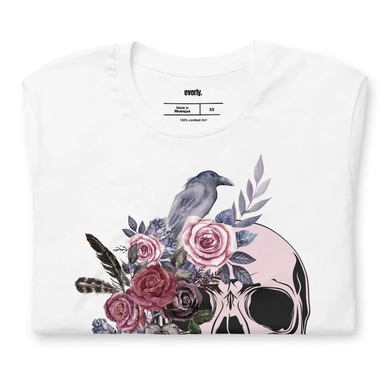 Be Original Floral Skull Graphic Tee