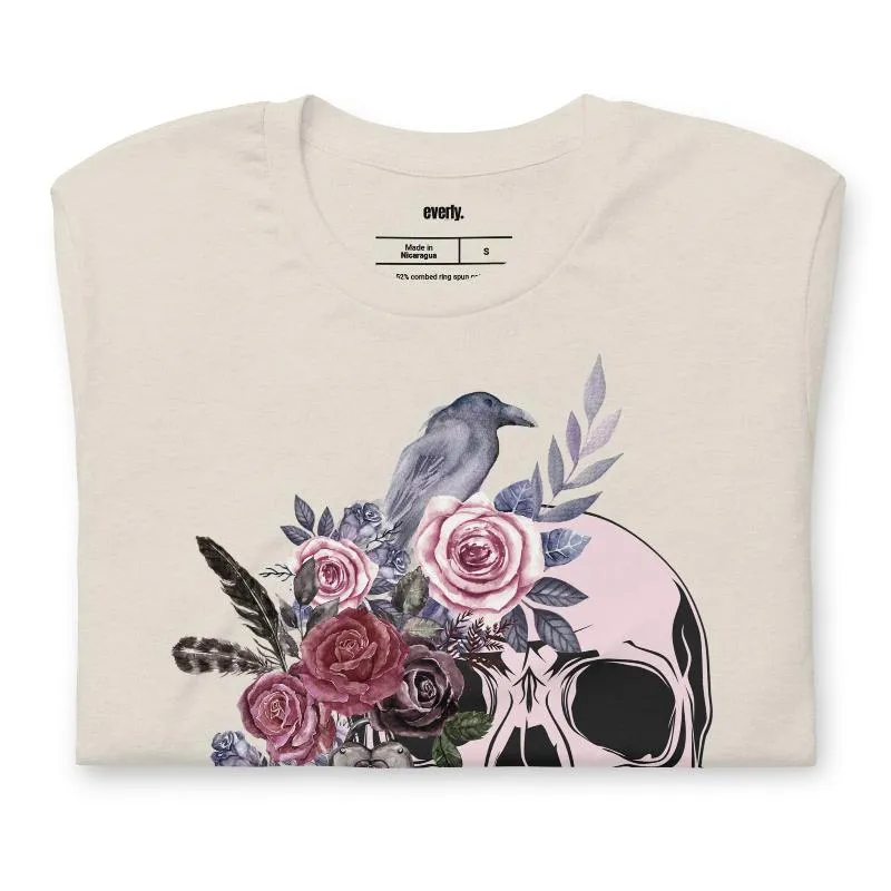 Be Original Floral Skull Graphic Tee