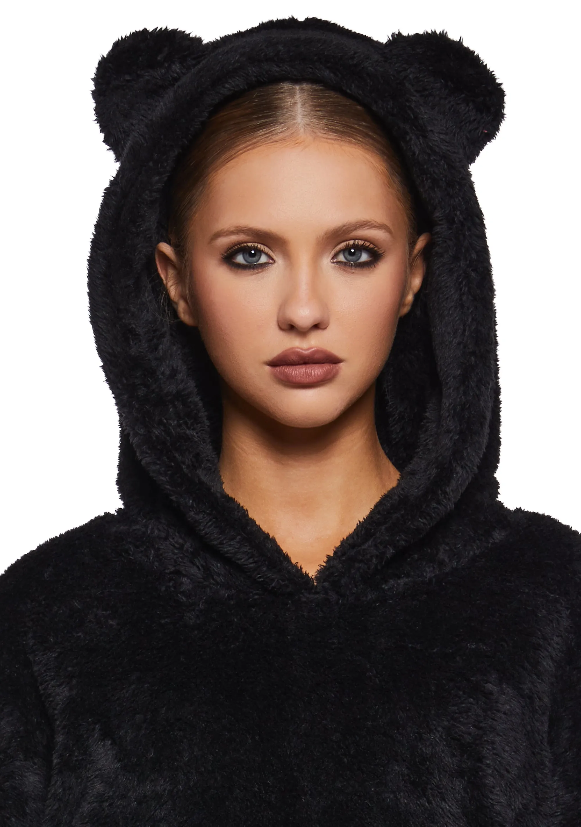 Bear It All Faux Fur Hoodie - Black