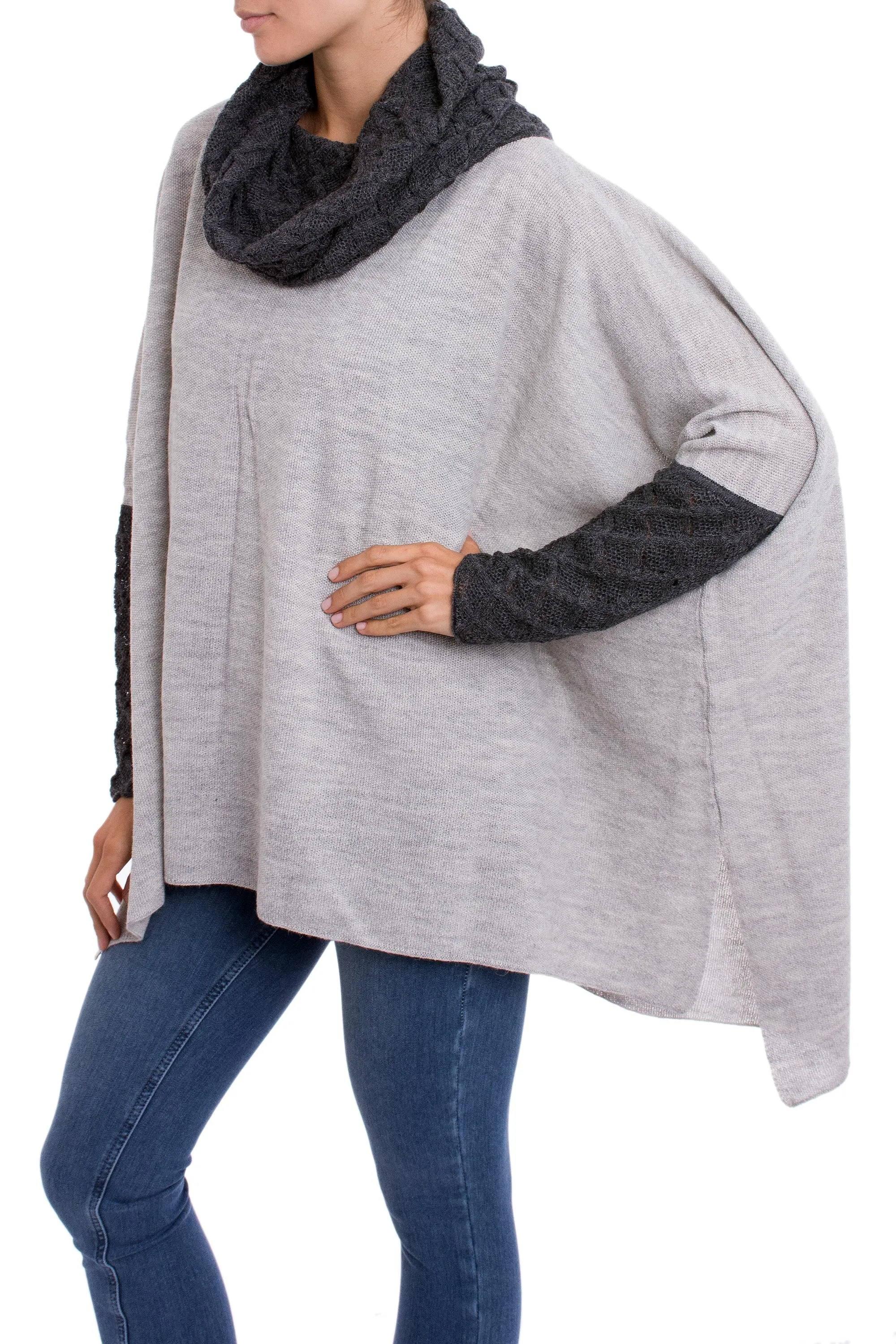 Beautiful Warmth in Dove Grey Knit Alpaca Blend Pullover in Dove Grey from Peru