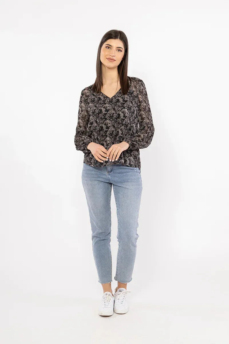 BILLIE THE LABEL WANDERER TOP -BLACK FLORAL