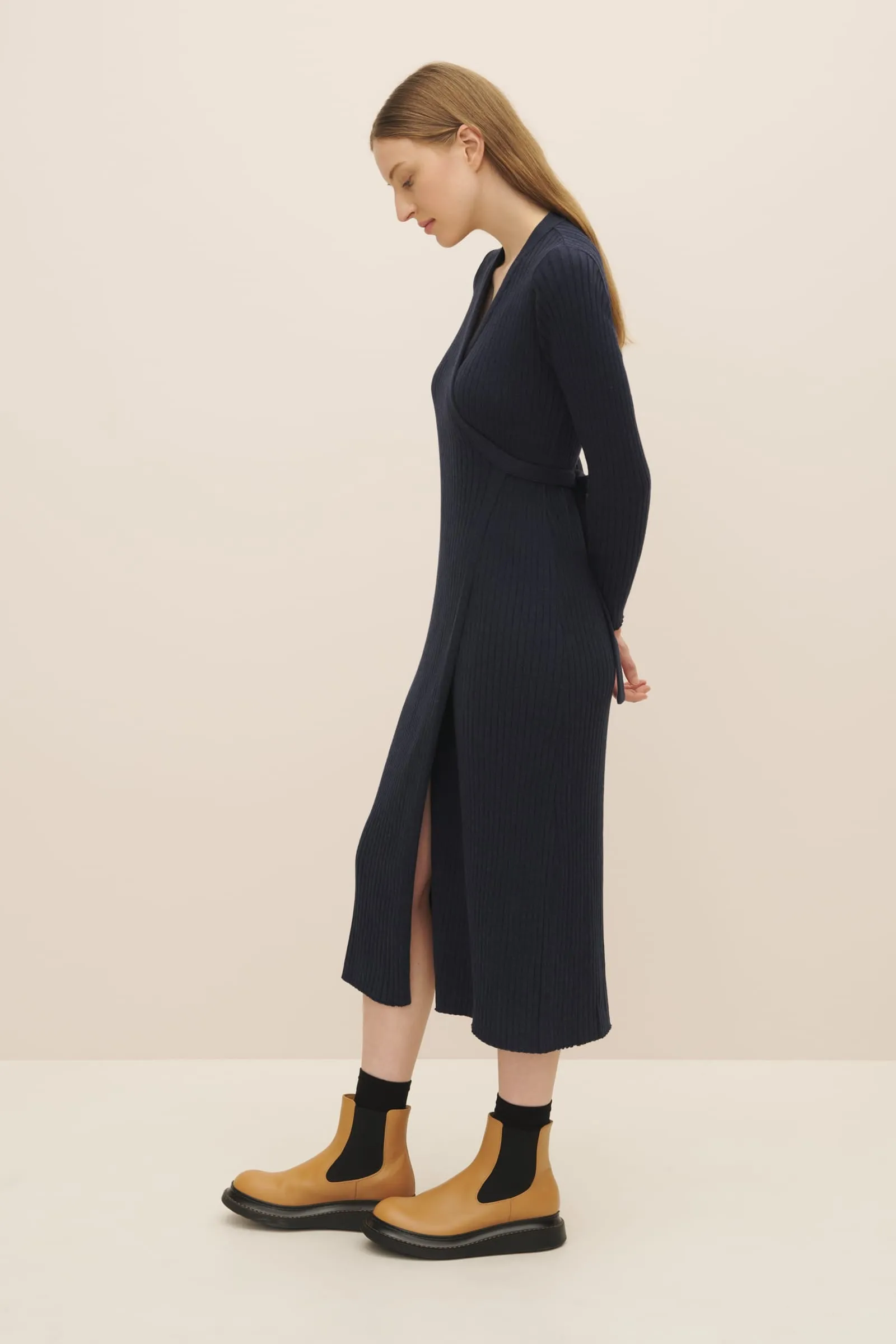 Billie Wrap Dress - Navy Marle