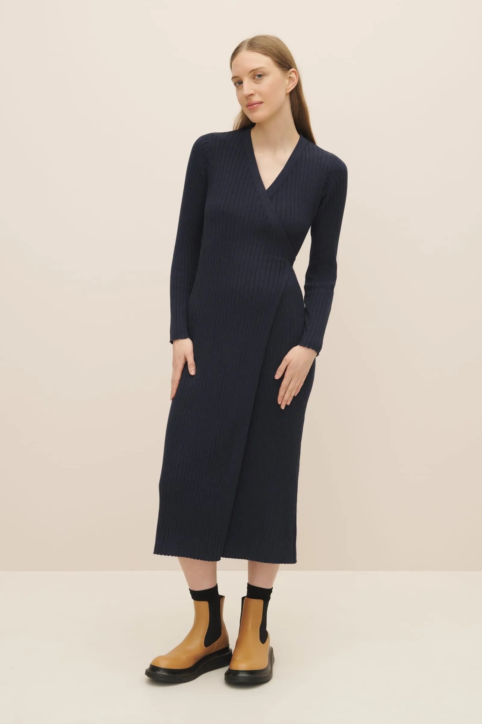 Billie Wrap Dress - Navy Marle