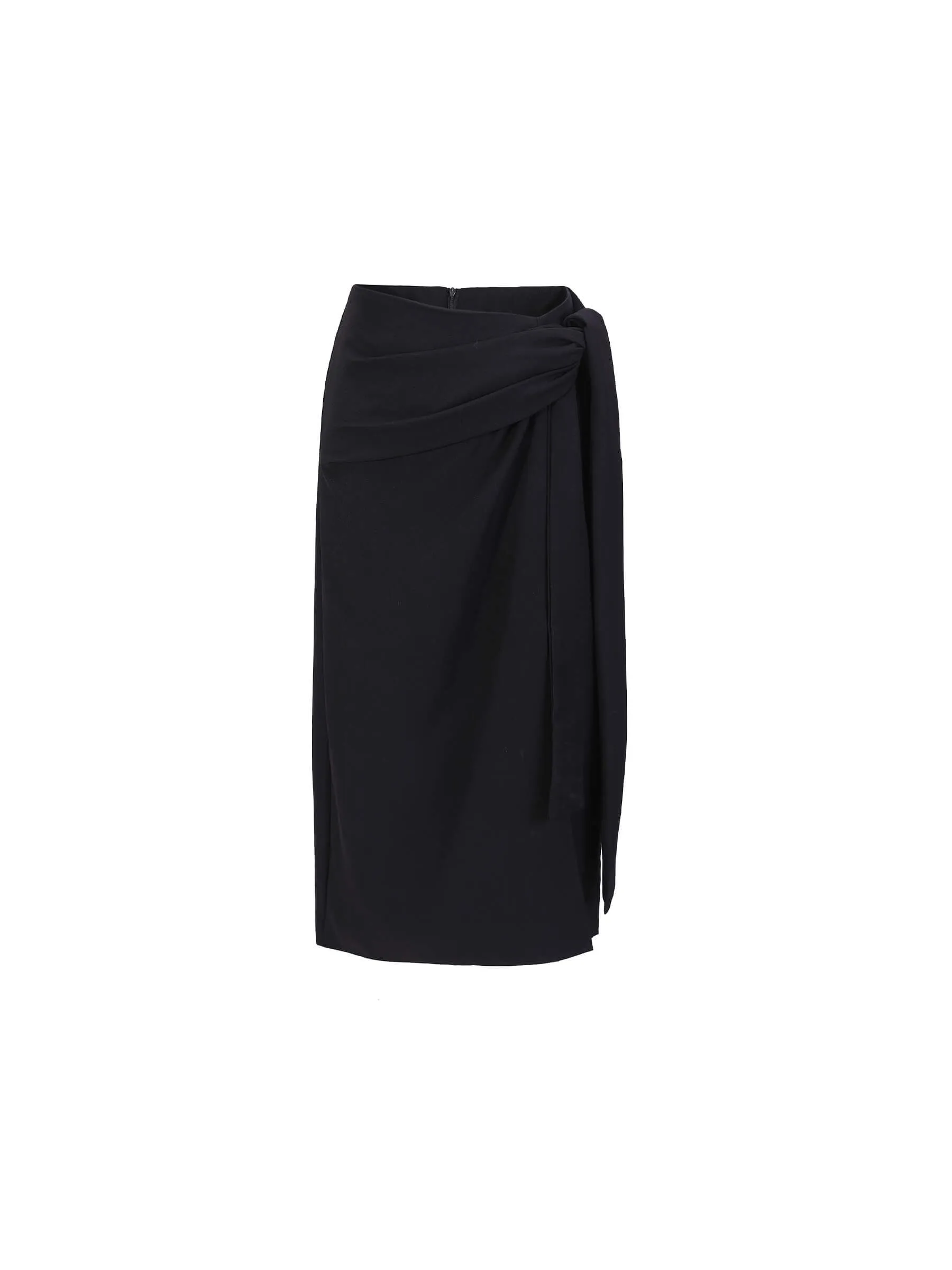 Black Belted Slit Pencil Skirt