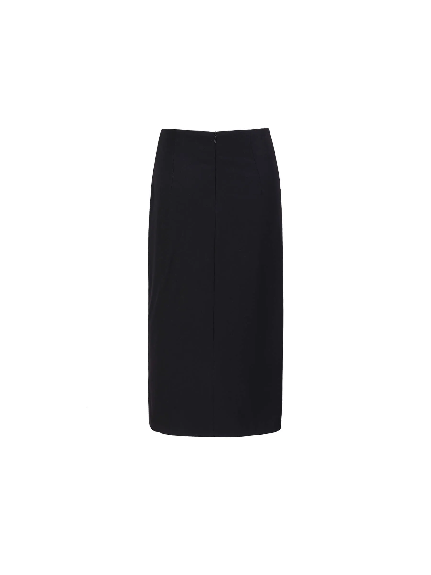 Black Belted Slit Pencil Skirt