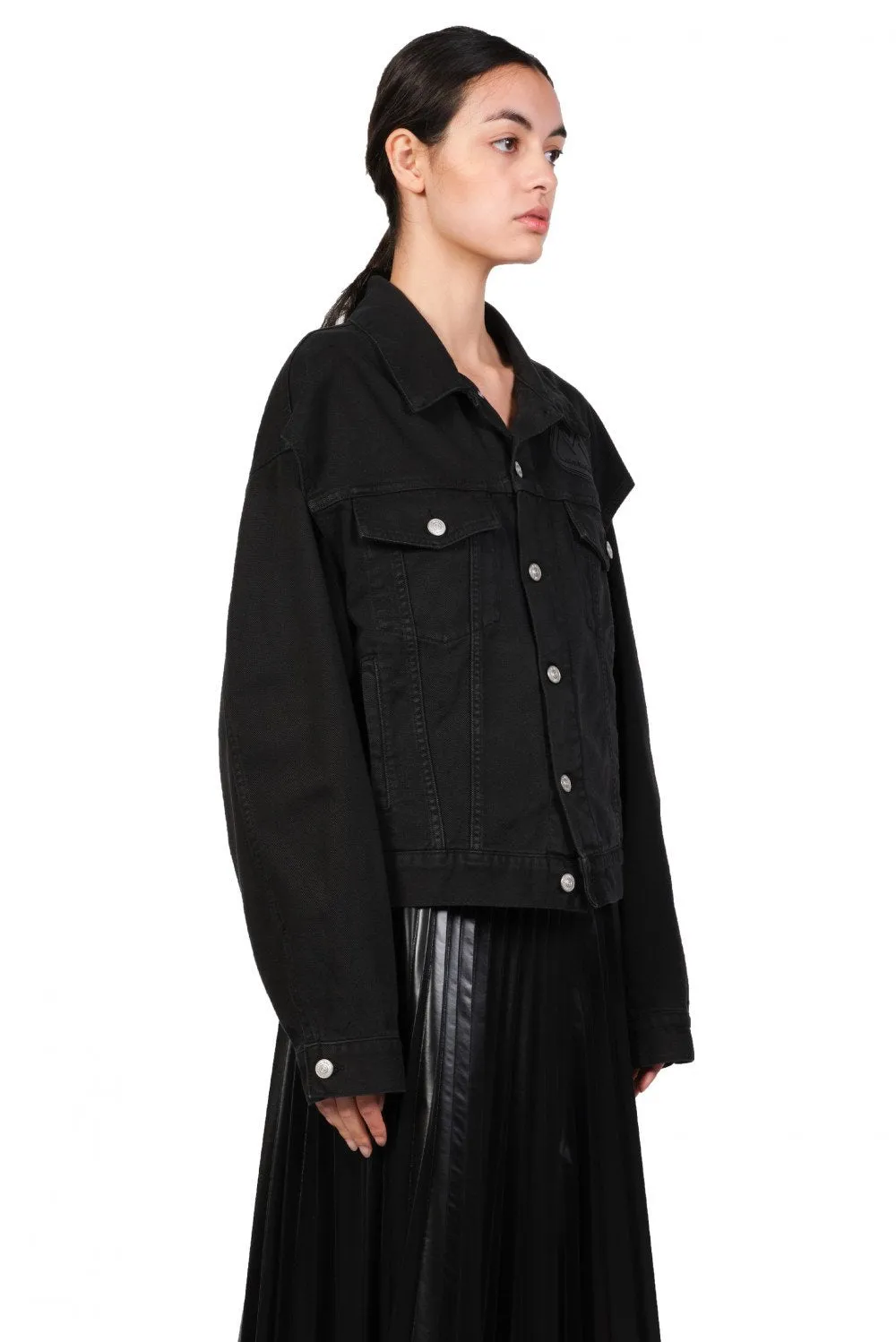 Black Denim Arm Cut Outs Jacket