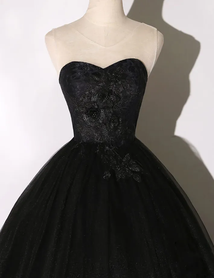 Black Long Prom Dresses, Black Lace Formal Evening Dress     fg1308