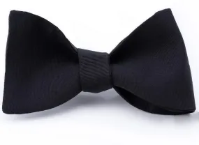 Black Single End Silk Moiré Bow Tie