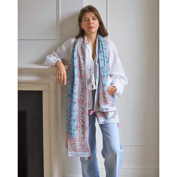 Blickling Tassel Block Printed Scarf