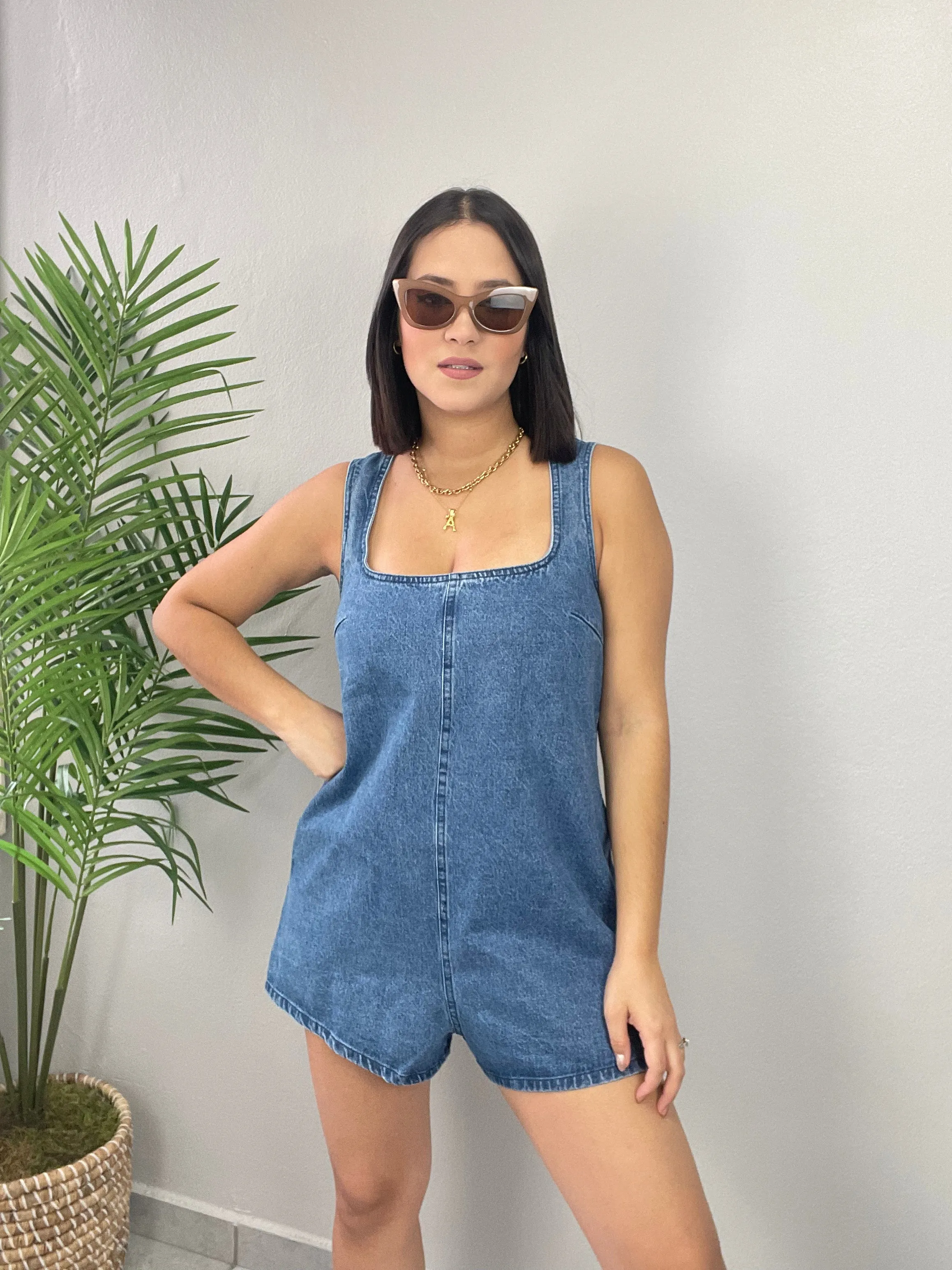 Blue Denim Romper