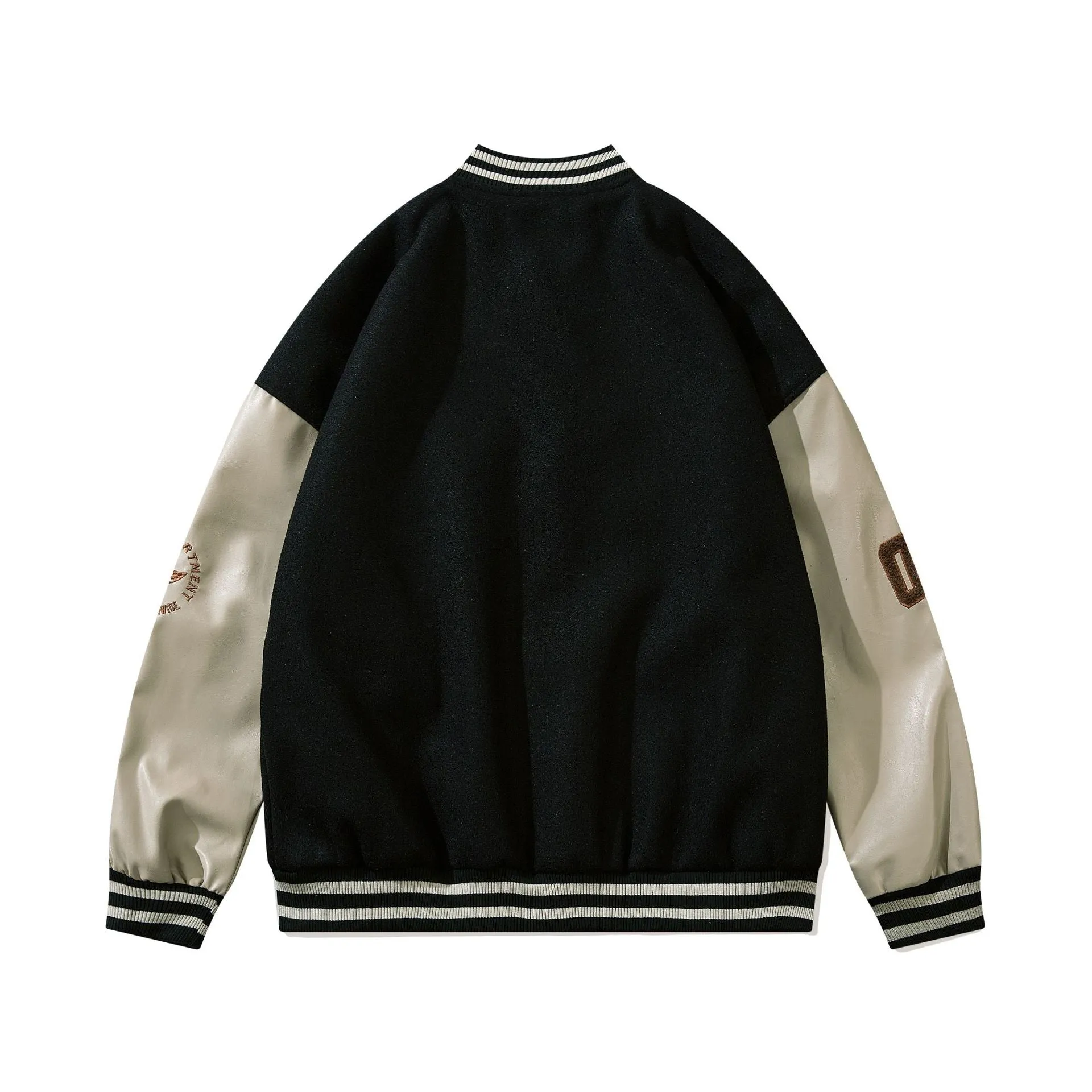 Bone Varsity Jacket Retro Patchwork Loose Baseball Uniform Jacket Spring and Autumn