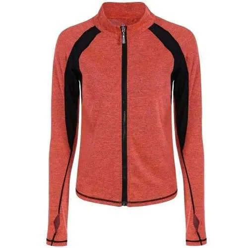 Breathable Heather  Zip Up Sporty Jacket - Jacinth M