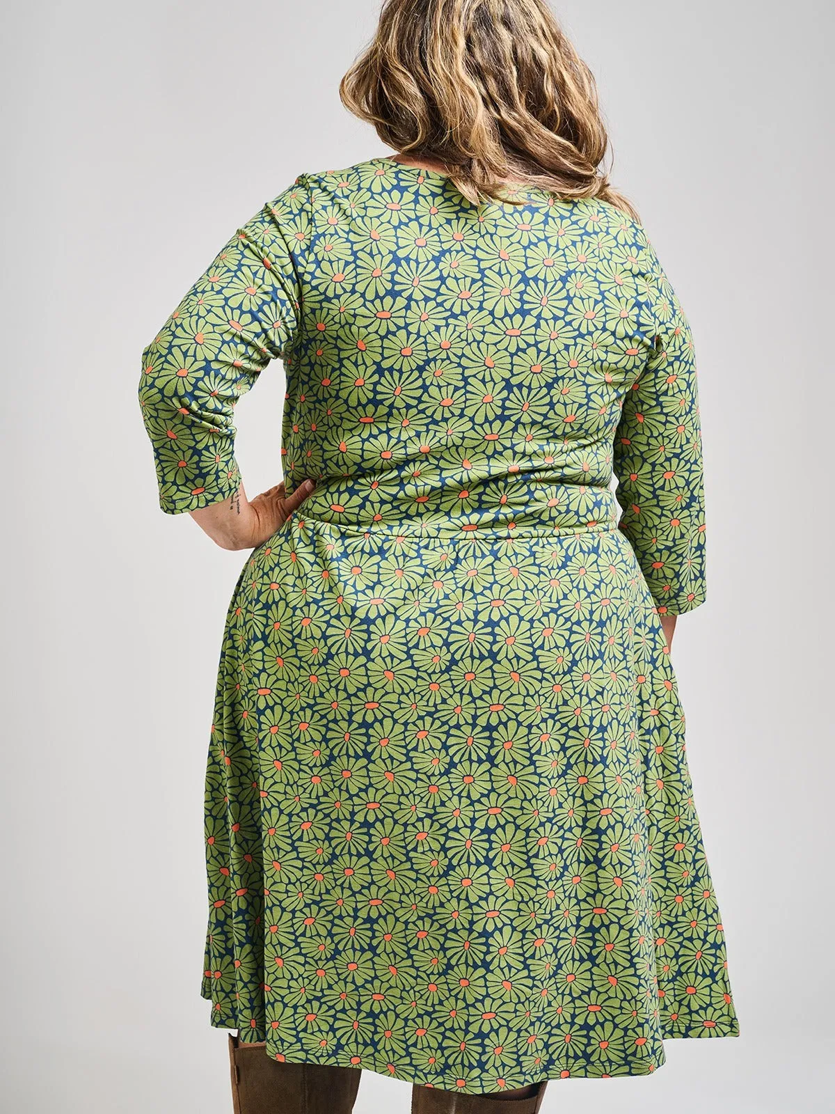 Callie Long Sleeve Plus Size Wrap Dress - Olive Floral