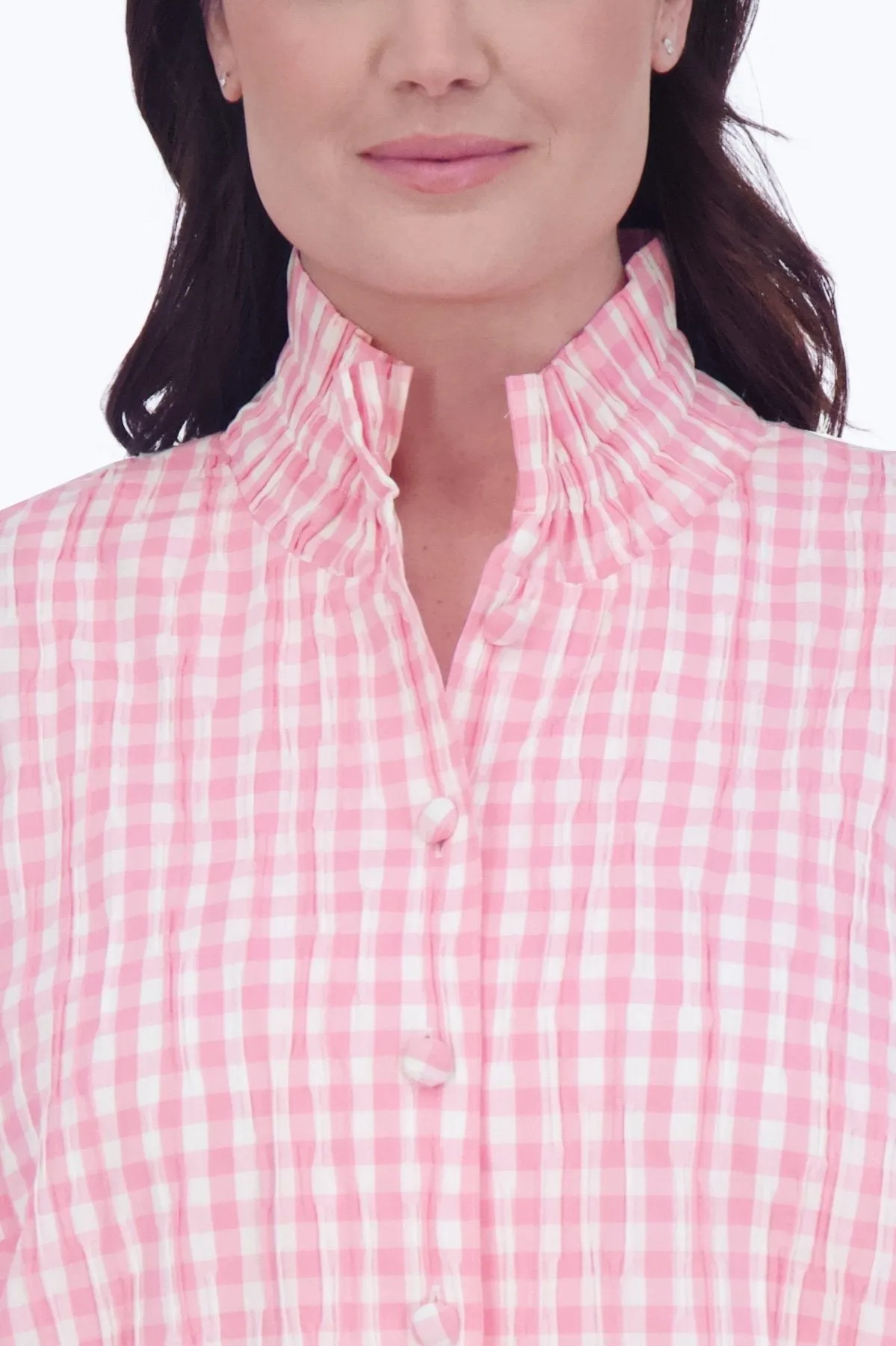 Carolina Plus Crinkle Gingham Shirt Jacket