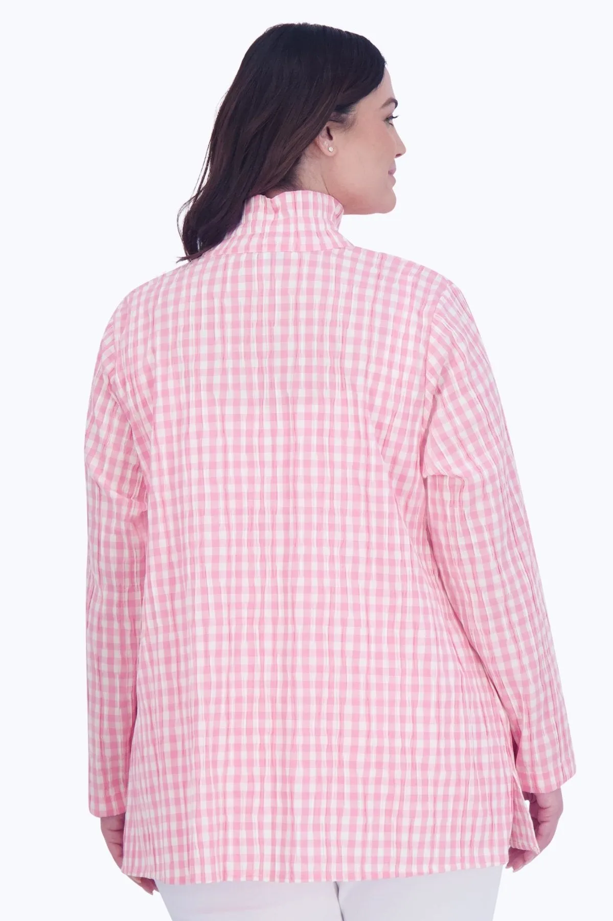 Carolina Plus Crinkle Gingham Shirt Jacket