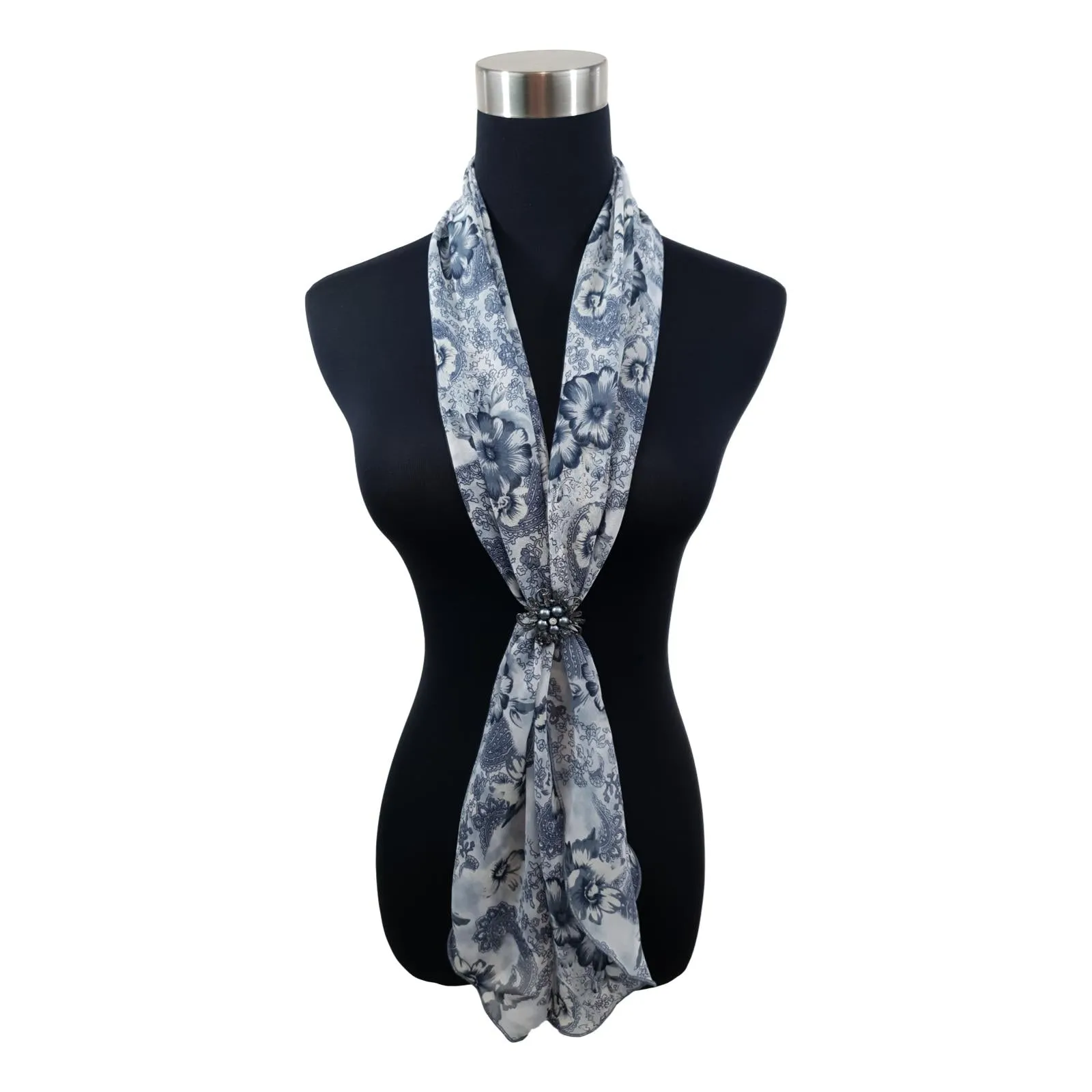 Chiffon Neck Scarf and Ring Set