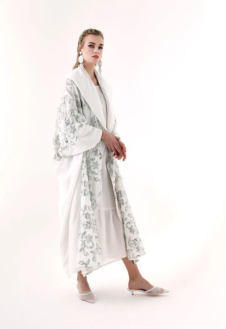 Choice Sequins Embroidery Long Kimono Jacket Offwhite